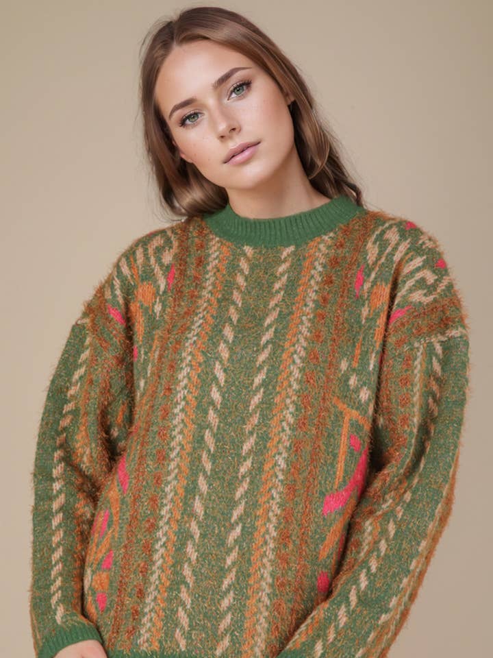 Top in maglia oversize con stampa lurex 12W3172N per la vendita all'ingrosso da parte di VERY J