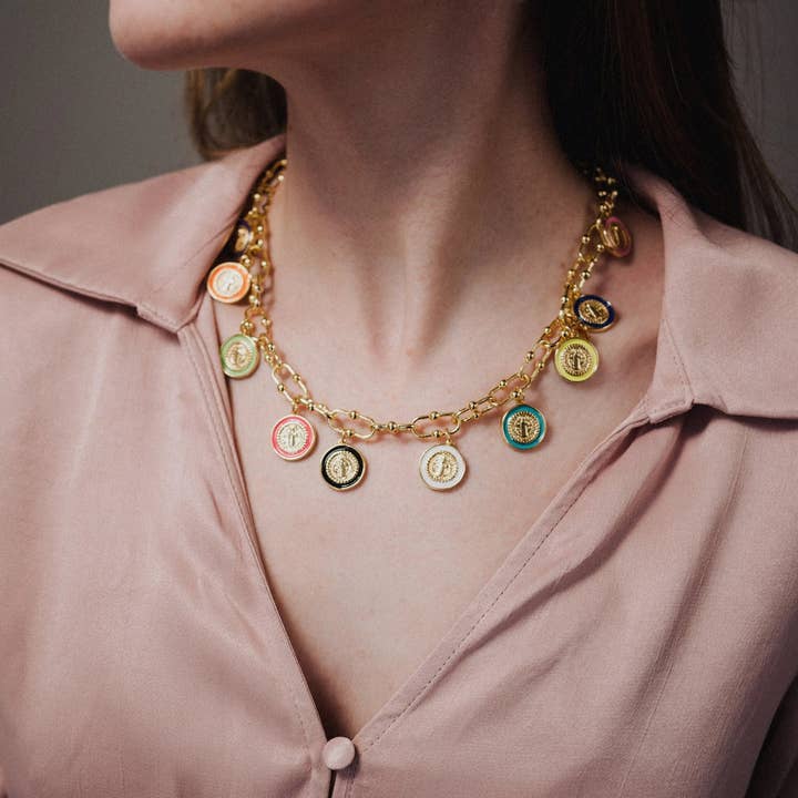 PHOEBE´S – Engroshandel Halskæde med vedhæng – Katolsk halskæde, halskæde med farverige vedhæng3