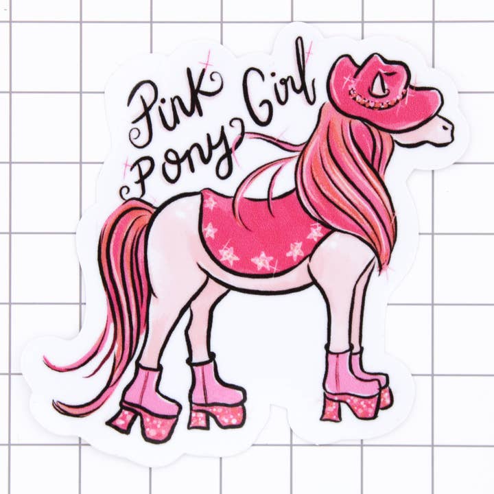 Pink Pony Girl Vinyl klistermærke for engroshandel hos Amy Hartelust Art and Illustration