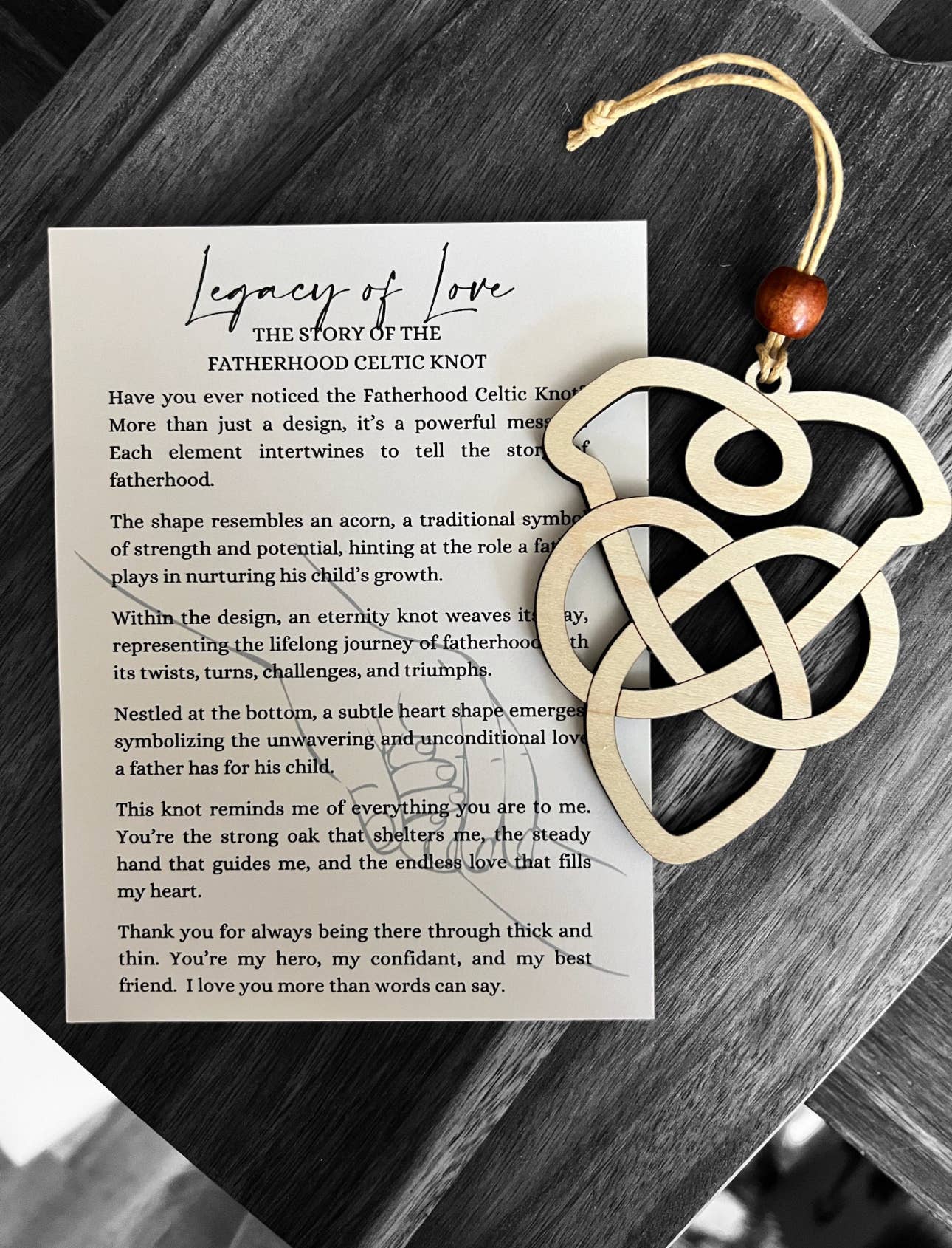 Wood’N Sass - Vente Objets de décoration - Héritage d'amour Nœud celtique de la paternité Fête des pères0