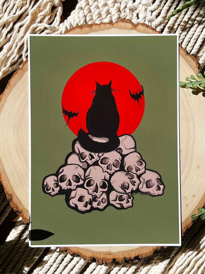 Impression artistique Skull Cat pour la vente par Holli Rose Art