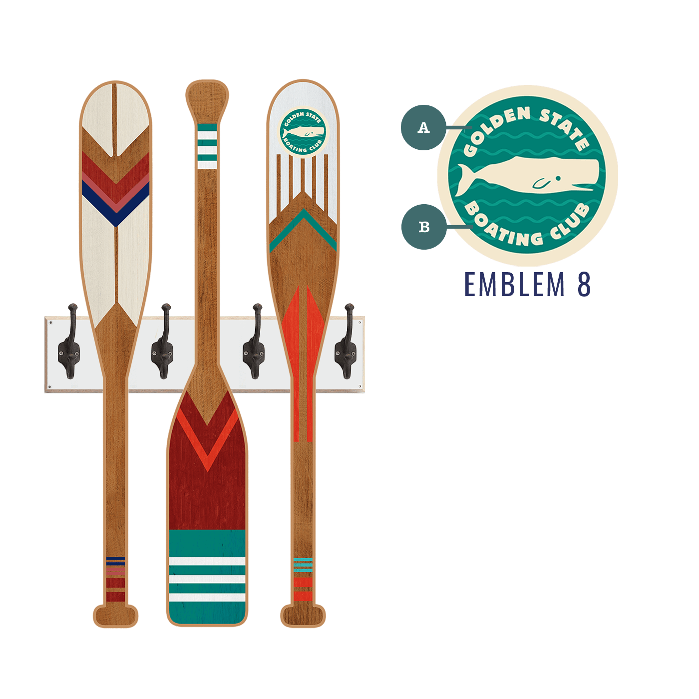 Old Wood Signs - Wholesale Wall Accent - Oar Coatrack - Classic Trio Edition14