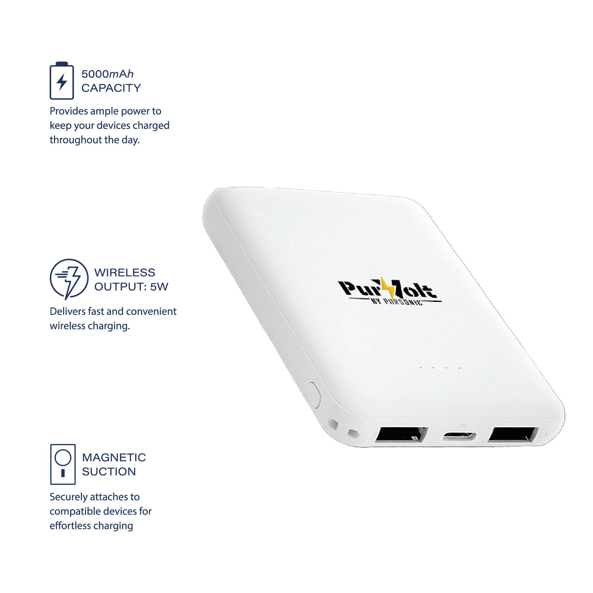 Pursonic - Vente Chargeurs portables - Pursonic Batterie Externe Ultra-Compacte Sans Fil1