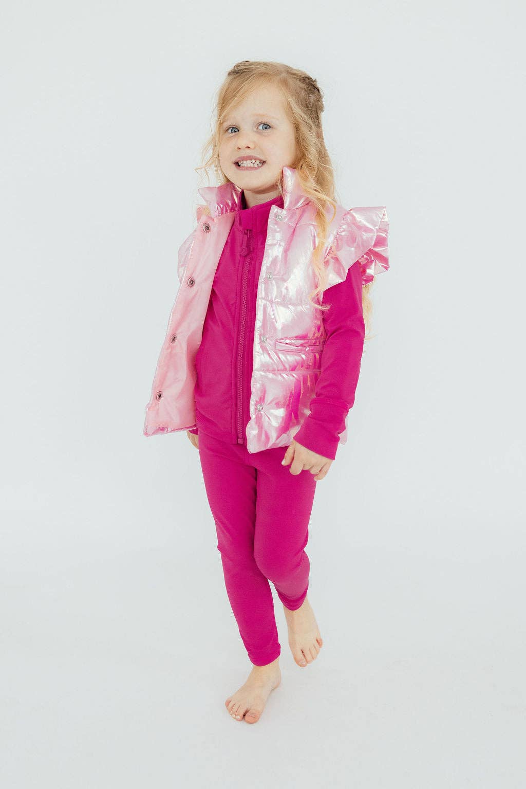 Mila & Rose - Wholesale Outerwear Vest - Kids - Pink Iridescent Puffer Vest2