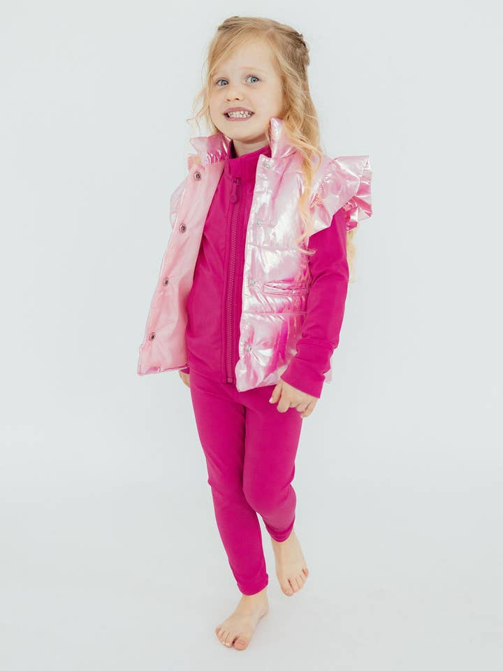 Mila & Rose - Wholesale Outerwear Vest - Kids - Pink Iridescent Puffer Vest2