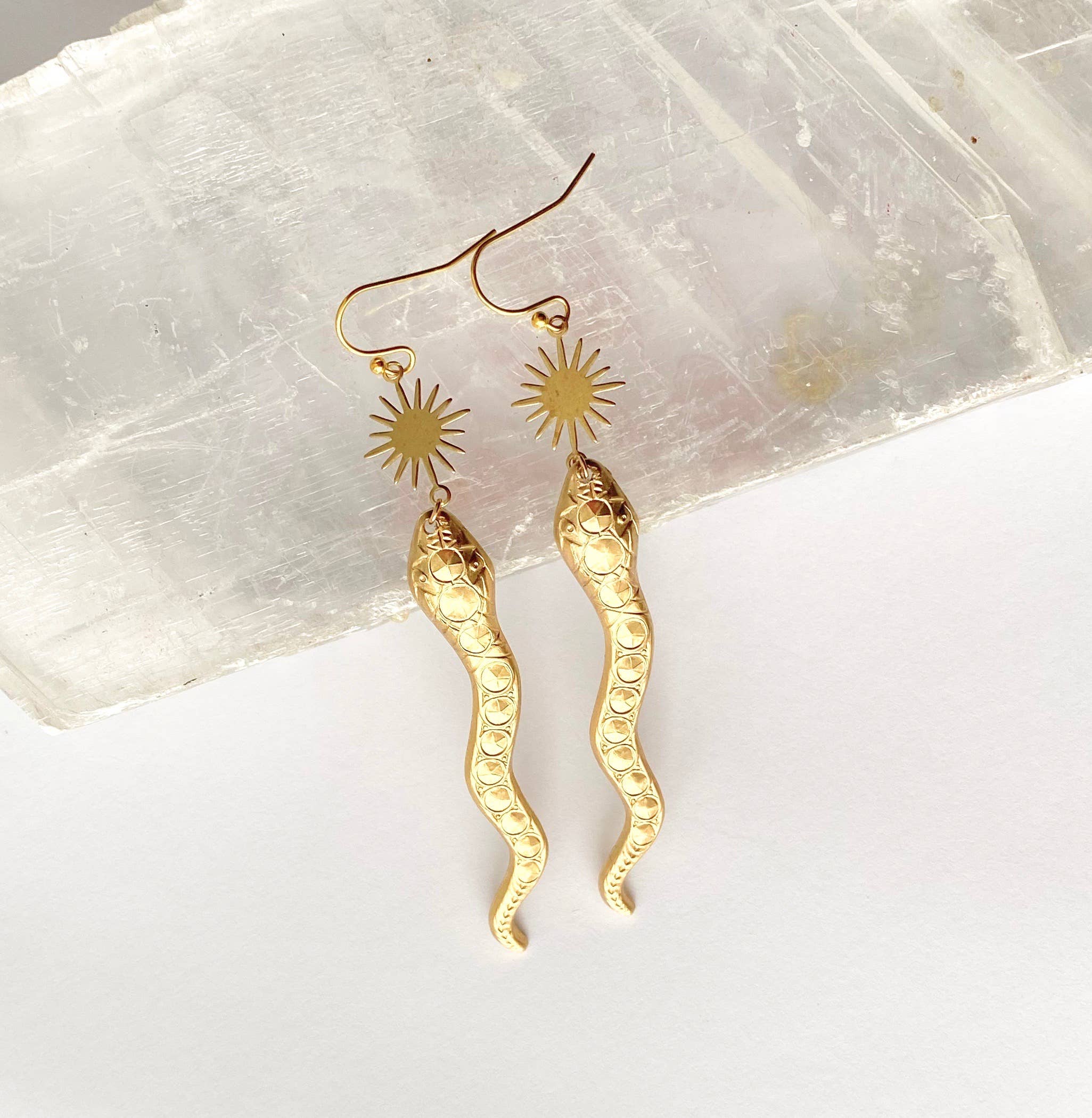 Red Truck Designs - Wholesale Dangle Earrings - Snake Desert Sun Earrings Gold Rattlesnake Southwest6