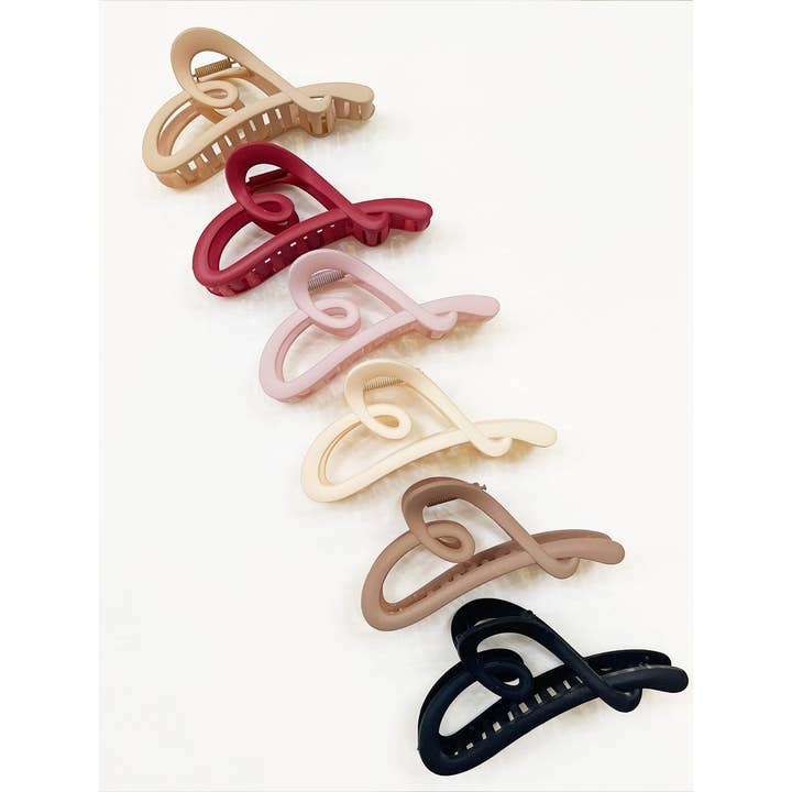 MIX COLOR Matte Heart Hair Claw Clip for wholesale on Faire