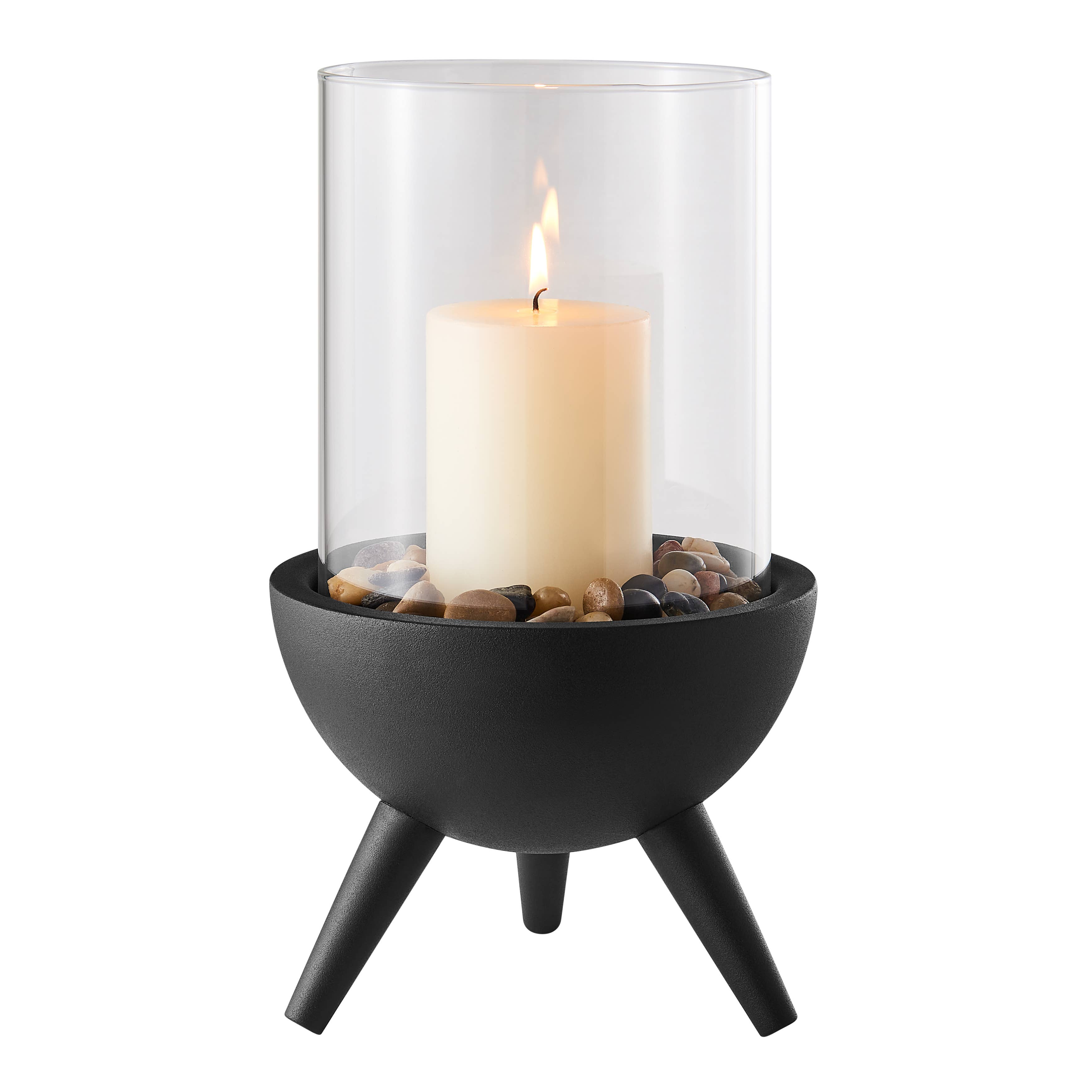 Danya B – wholesale Candle holder – Molta Modern Black Metal Pedestal and Glass Candle Holder10