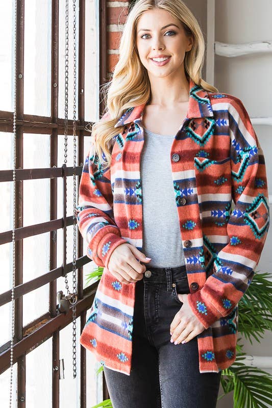 RUGGINA/MULTI GIACCA AZTECA MULTICOLORE CON MANICHE A SBUFFO EJ6712-10 in vendita all'ingrosso su Faire2
