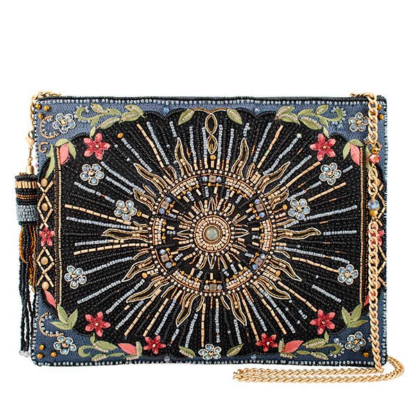 Solar Mystique Celestial And Flowers Beaded Handbag for wholesale by Mary Frances Accessories