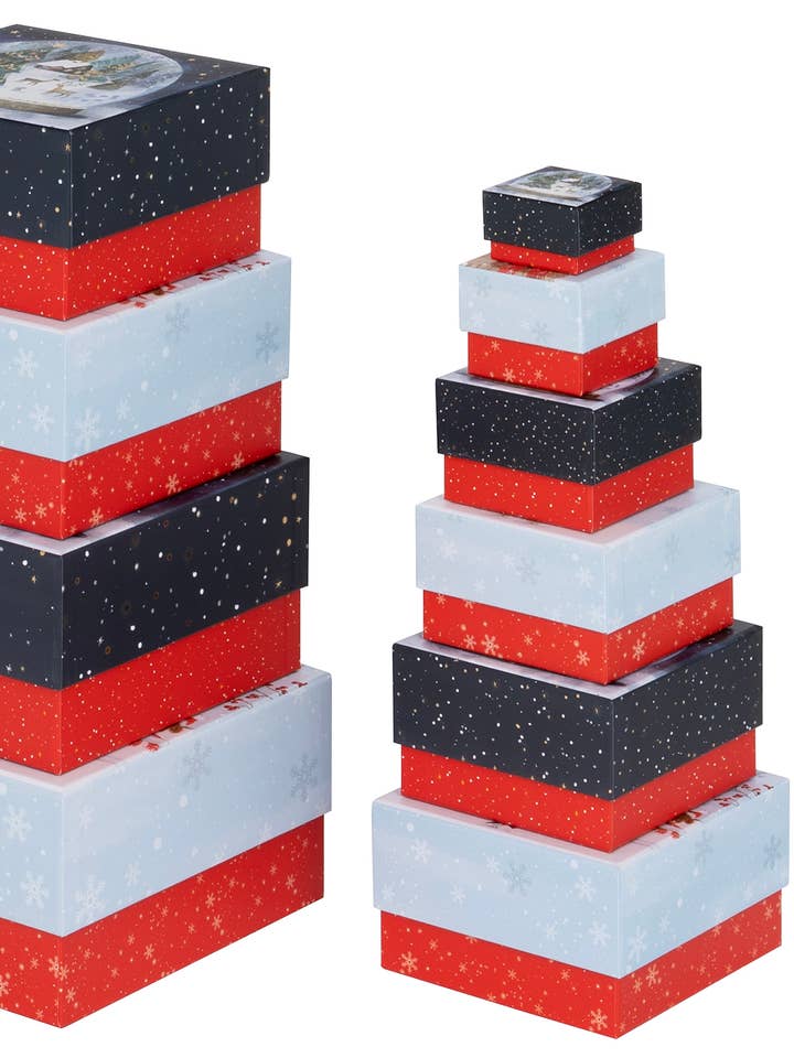 Snowy Scenes Square Nest Box - Set of 10 for wholesale by Ballyhoo