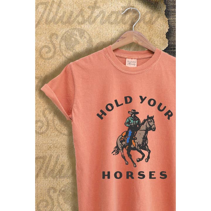 Illustrated Society – Großhandel T-Shirt mit Siebdruck – Damen – HALTE DEINE PFERDE VINTAGE-GRAFIK-T-SHIRT4