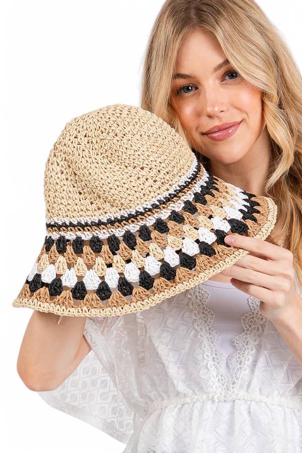 Artini Accessories - Wholesale Bucket Hat - Women's - Pattern Crochet Bucket Hat6