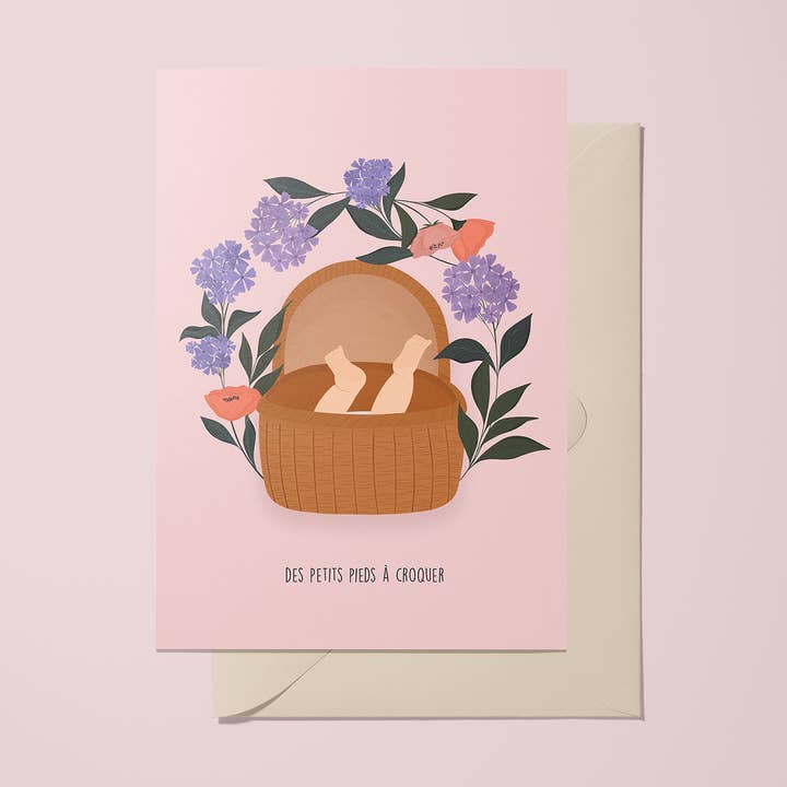 FÖDELSEKORT "SMÅ FÖTTER ATT ÄLSKA" för wholesale av Happy Blooming