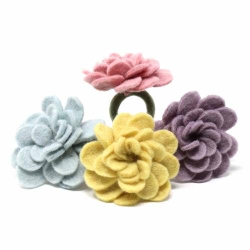 Global Crafts - Vendita all'ingrosso Anelli portatovagliolo - Zinnias - Set di 4 portatovaglioli in feltro6