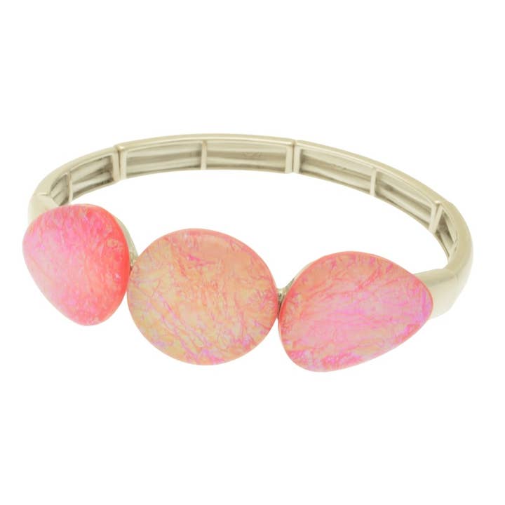 Blush Coral Iridescent Resin Elasticated Bracelet for wholesale by Miss Milly Limited