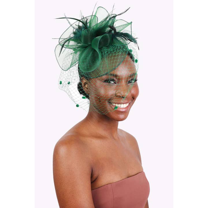 anbfashion - Wholesale Fascinator Hat - Women's - KENTUCKY DERBY FLOWER FEATHERS VEILED FASCINATOR HTH259119