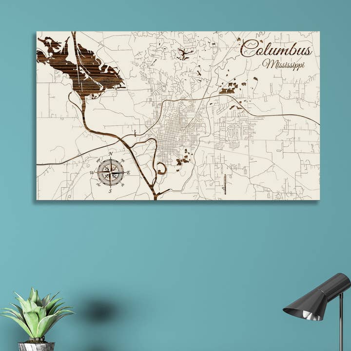 Mississippi: Mapa de las calles de Columbus para venta al por mayor de Fire & Pine
