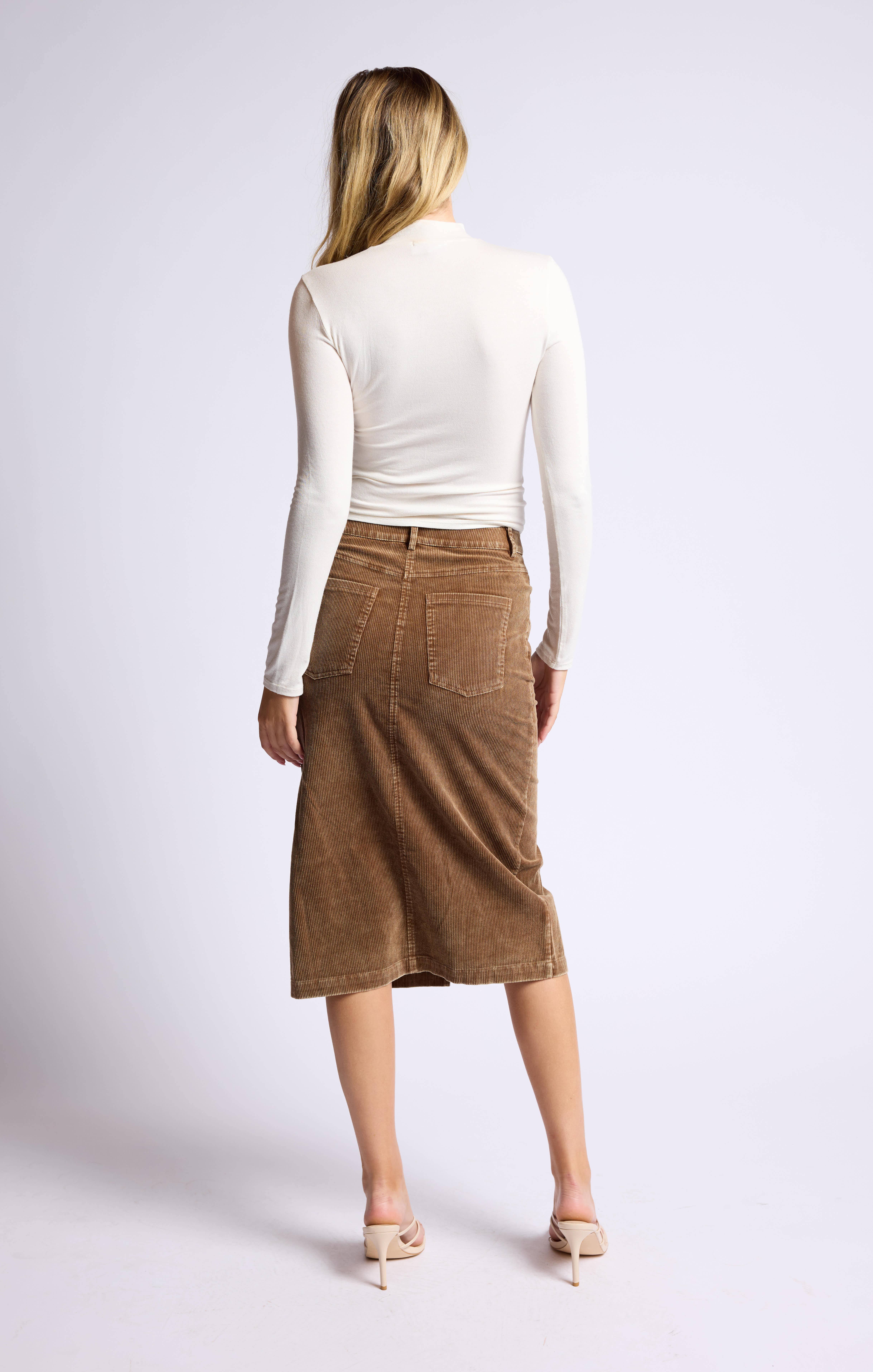 Sage The Label - Wholesale Skirt - Women's - Kahlo Washed Cord Midi Skirt: BROWN25