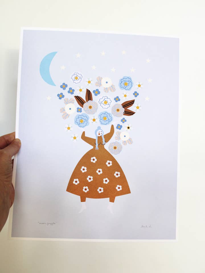 Moon Juggle Art Print for wholesale by Leah Duncan