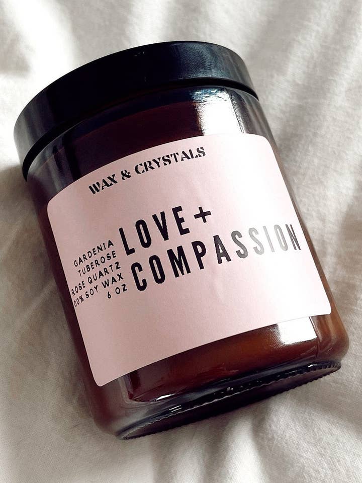Gardenia Tuberose Scented Love and Compassion Candle 6.7 oz for wholesale by Wax and Crystals