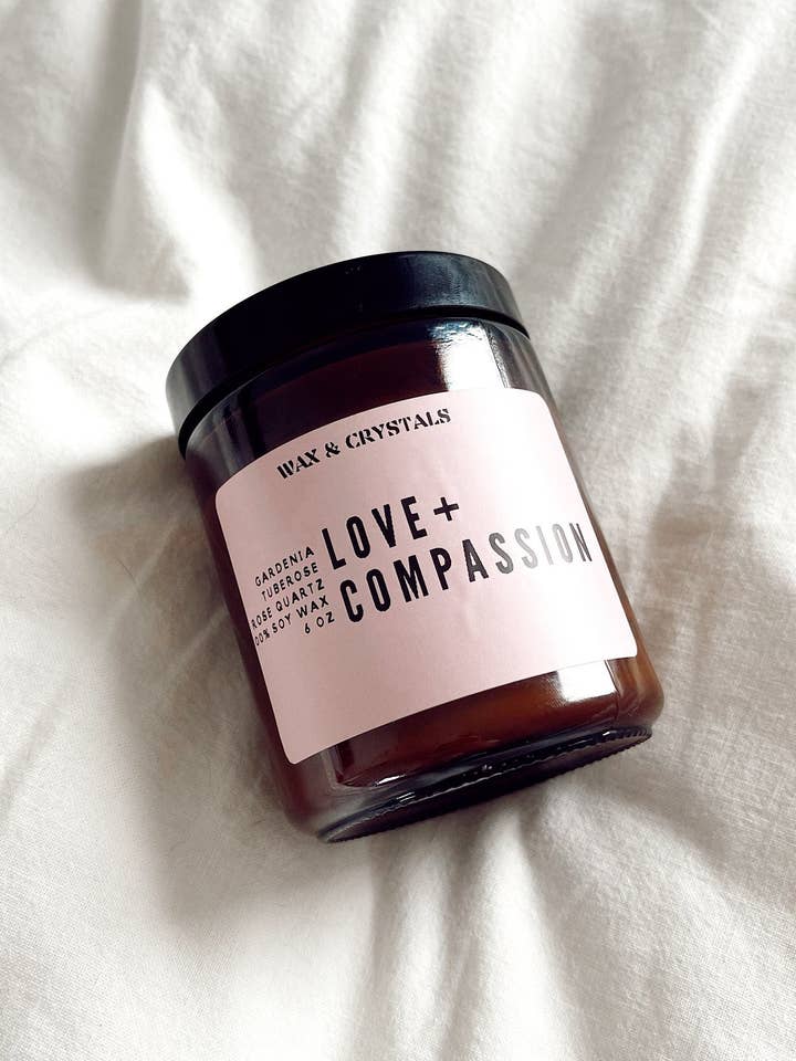 Gardenia Tuberose Scented Love and Compassion Candle 6.7 oz for wholesale by Wax and Crystals