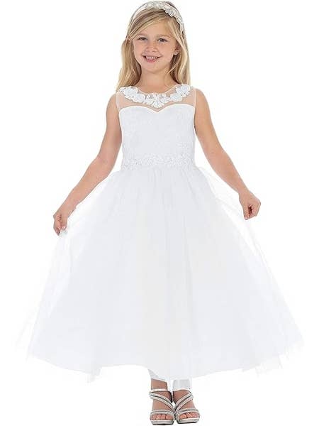 Vestido Comprido de Renda para Meninas de Primeira Comunhão e Ocasião Especial por atacado de iGirlDress