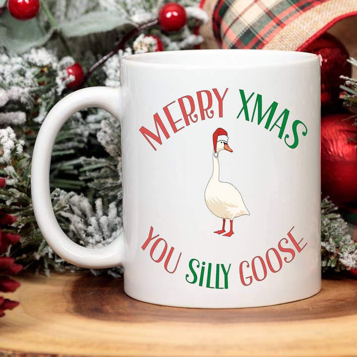 Merry Xmas You Silly Goose Mug Christmas Themed Coffee Cup Xmas Gifts Santa Hat for wholesale by House of Binky