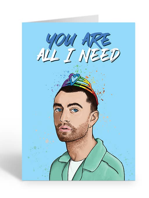 ALL I NEED SAM SMITH Greeting Card for wholesale by Two Brides Presents
