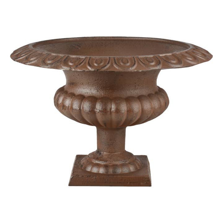 Low French Urn, Cast Iron, Antique Brown - Large for wholesale by Esschert Design USA