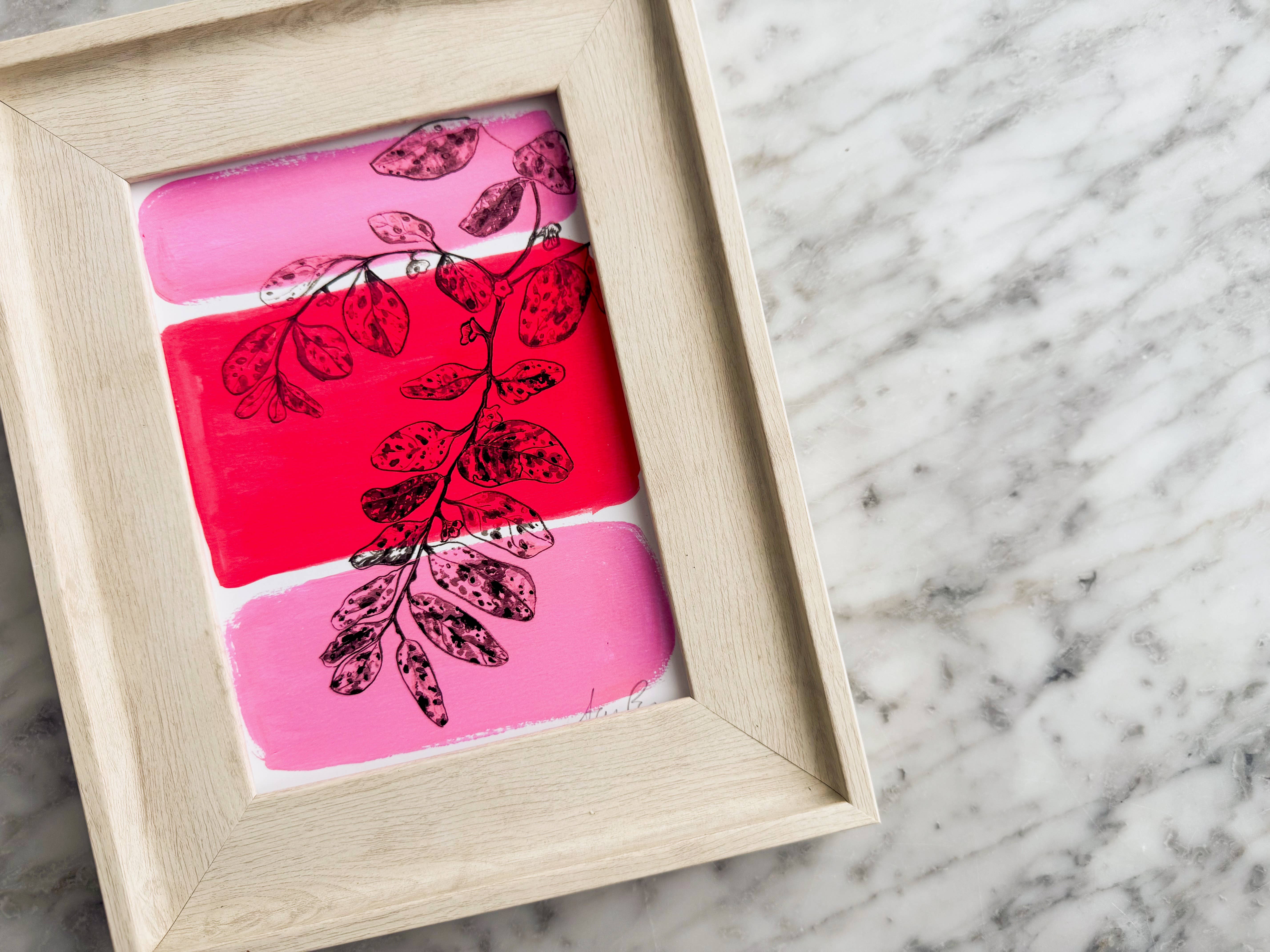 Sara Elands Peterman - Wholesale Art Print - "Speckled Plant with Pink" Giclée Print - 5"x7"2