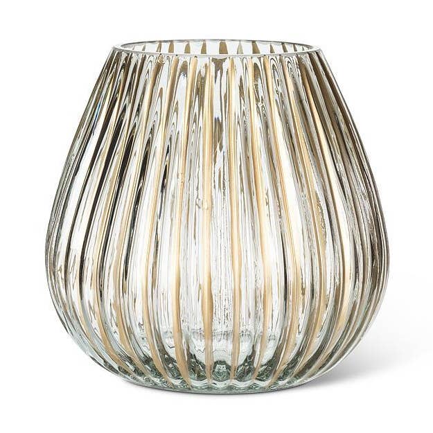 Vase large à fond nervuré moyen avec rayures dorées pour la vente par Abbott