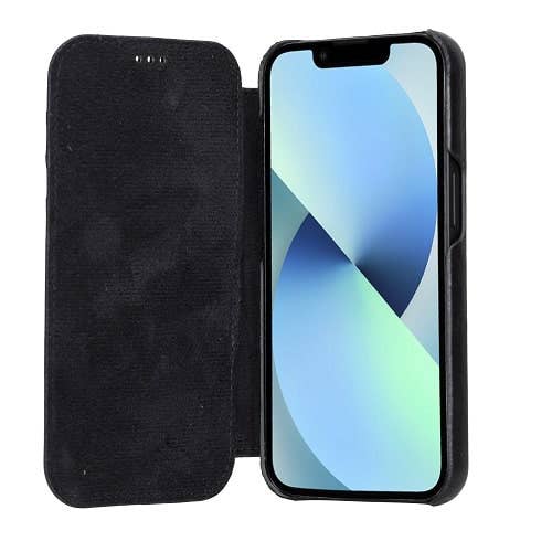 Rostar sort læder iPhone 13 aftagelig tegnebog sag med MagSafe for engroshandel hos Bomonti