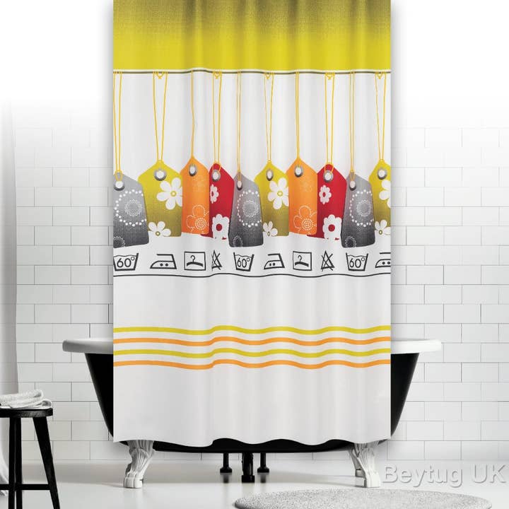 Labellabels, extra lang stoffen douchegordijn voor badkamer - 180 cm voor wholesale door TROPIK HOME
