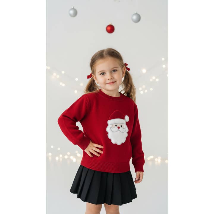 Lil Cactus - Wholesale Knit Sweater - Kids - Red Santa Christmas Sweater3