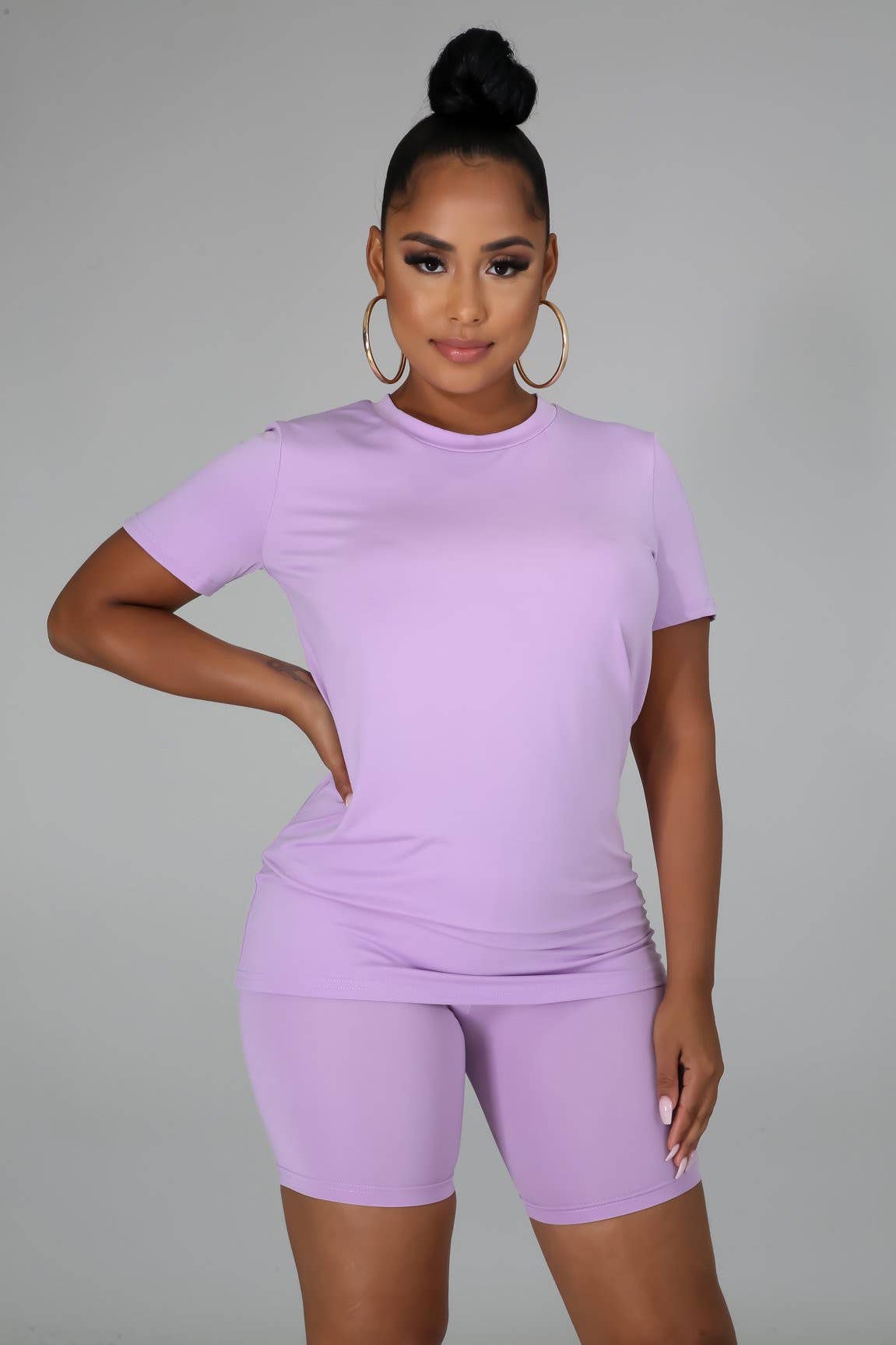 5besties inc - Wholesale Lounge Set - Women's - SLINKY JERSEY ROUND NECK TEE AND SHORT SET.3