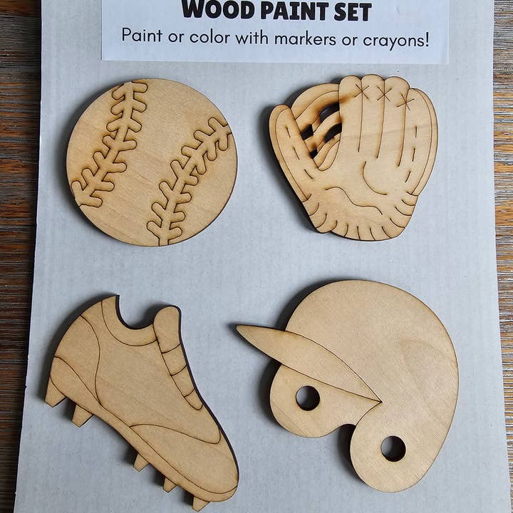 Ensemble de Peinture sur Bois de Baseball – Lot de 6 Kits de Loisirs Créatifs pour Enfants pour la vente par LB Personalized Design