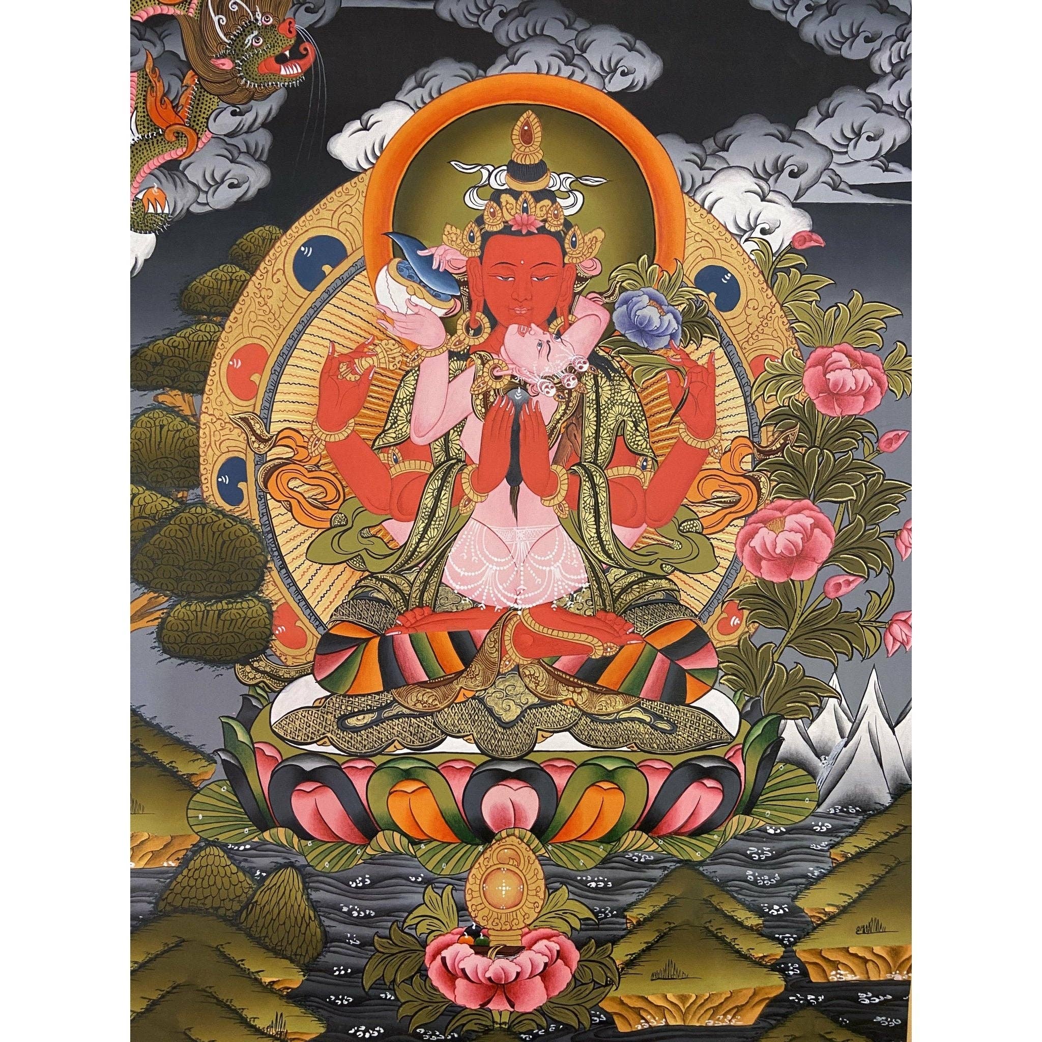 Art Of Tibet - Wholesale Painting/Drawing - Red Chenrezig Thangka1