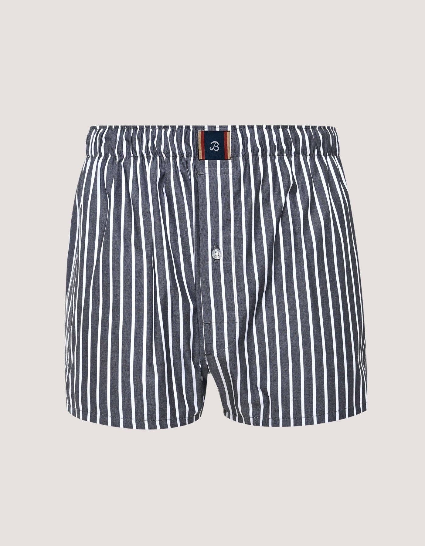 Brian Oak Limited – wholesale Underwear – Men's – Charcoal Grey Striped Cotton Boxer3