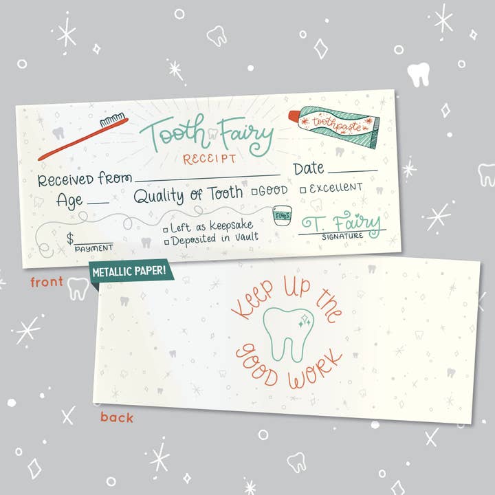Midwestmod | Pixel + Stitch - Wholesale Toothfairy Box - Kids - Tooth Fairy Receipt Starter Pack | First Tooth Certificate
