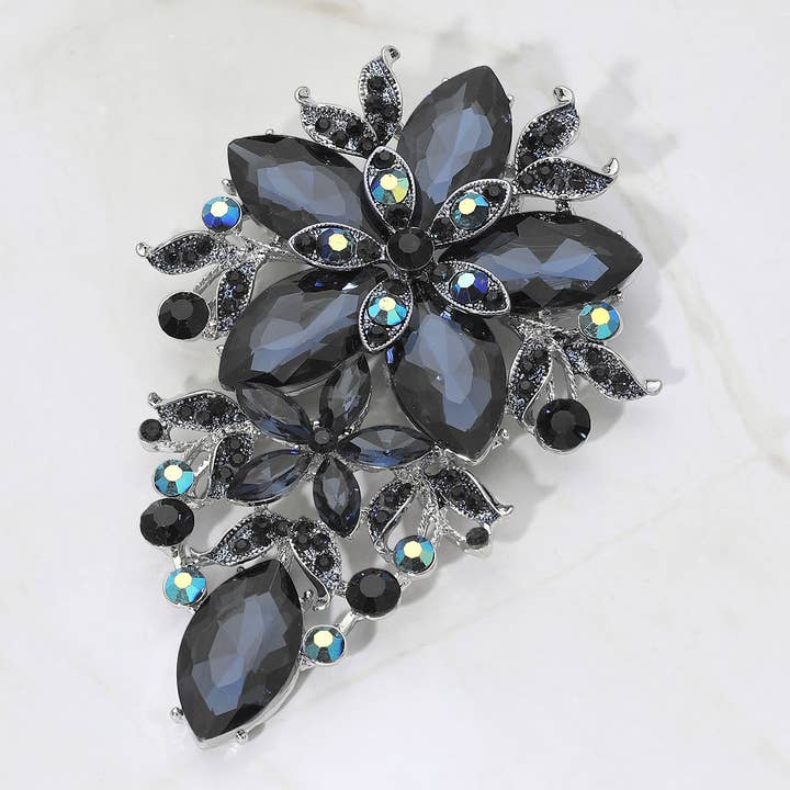 Glass Crystal Flower Cluster Bouquet Pin Brooch for wholesale by Sensibling Corp.