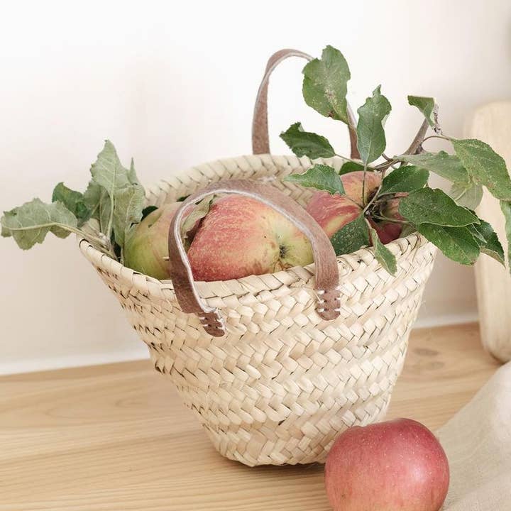 Straw Bag with Genuine Leather Handles,Eco-Friendly Handmade for wholesale by craftberber