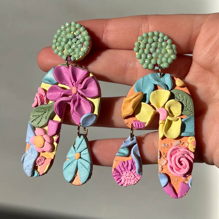 Spring Statement Floral Polymer Clay Earrings for wholesale by Fashionmesta Jewelry