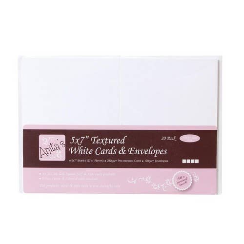Anita's Cards/Envelopes 20 Pack 240gsm White 12.7 x 17.78 cm for wholesale by West Design Products