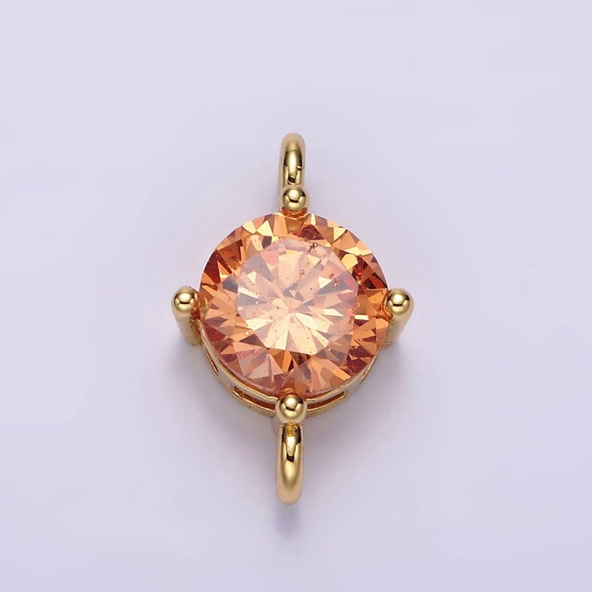 Aim Eternal - Wholesale Individual Charm/Pendant - 14K Gold Filled 10mm Round CZ Birth Month Personalized Connector | G-157 - G-16912