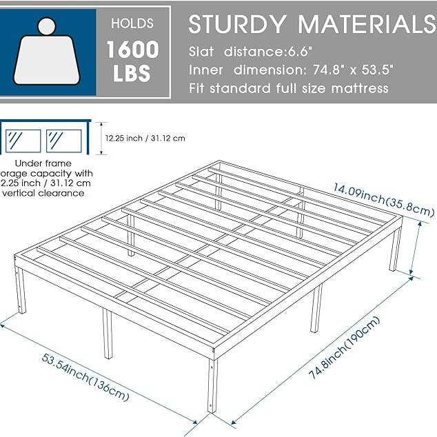 HFFTOO Metal Platform Bed with 9 Leg Base Queen Size Bed Fra for wholesale by OUVR