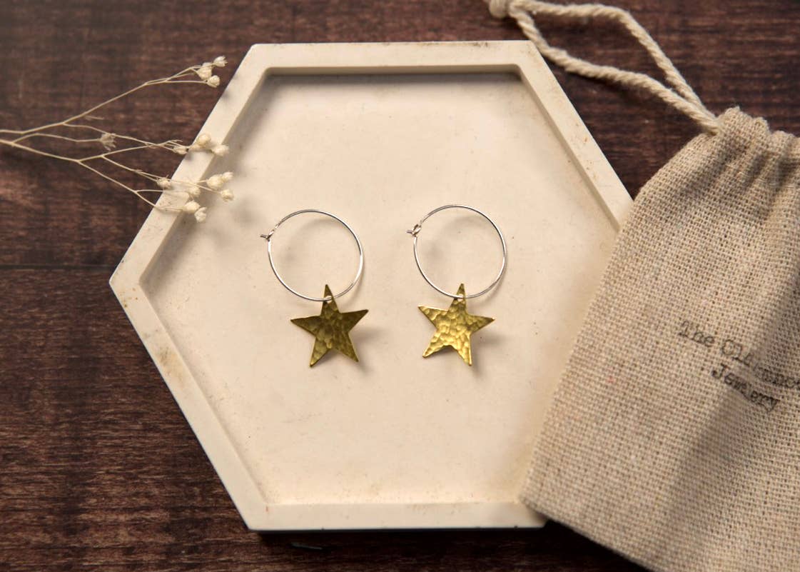 The Old Farmhouse Jewellery – wholesale Dangle earrings – Small Brass Earrings, sterling silver, brass charm, dainty4