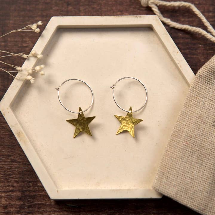 The Old Farmhouse Jewellery – wholesale Dangle earrings – Small Brass Earrings, sterling silver, brass charm, dainty4