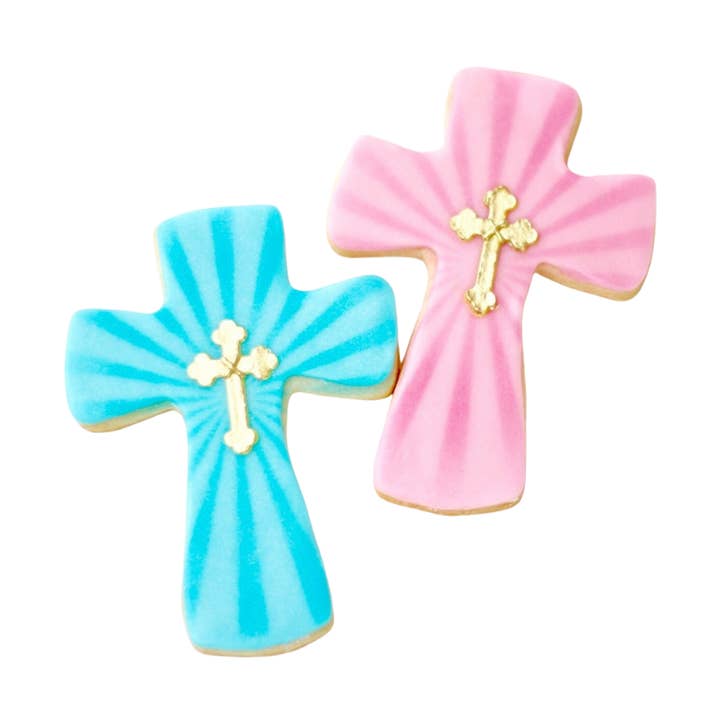 Sunburst Cross Cookies for wholesale by Sweet Sanctions LLC