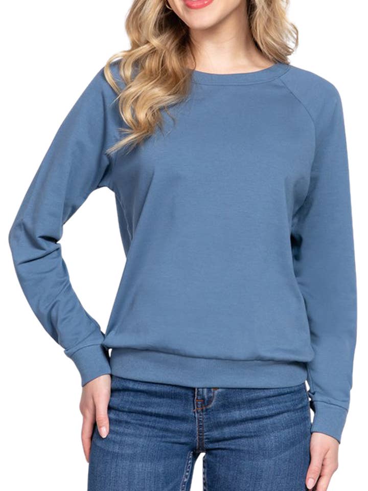 Sudadera de felpa francesa con cuello redondo y manga raglán larga para venta al por mayor de Vanilla Monkey